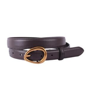 NEW MOST WANTED women's harper leather belt with asymmetrical buckle in brown